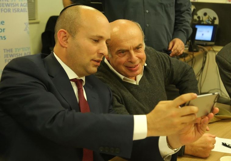 Jewish Agency Chairman Natan Sharansky and Israeli Minister of Education and Diaspora Affairs Naftali Bennett speak to Jewish students around the world from Jerusalem, Tuesday, December 20, 2016.