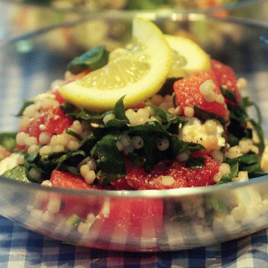 Couscous with watermelon, watercress and feta