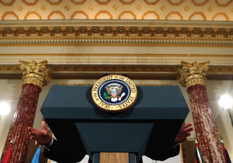 A PODIUM with the logo of the US State Department. What messages are being sent to citizens abroad.