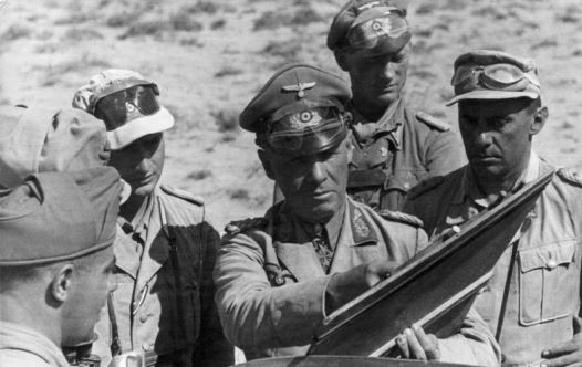 The Desert Fox, Field Marshal Erwin Rommel (Center), is seen during Nazi Germany's campaign in North Africa