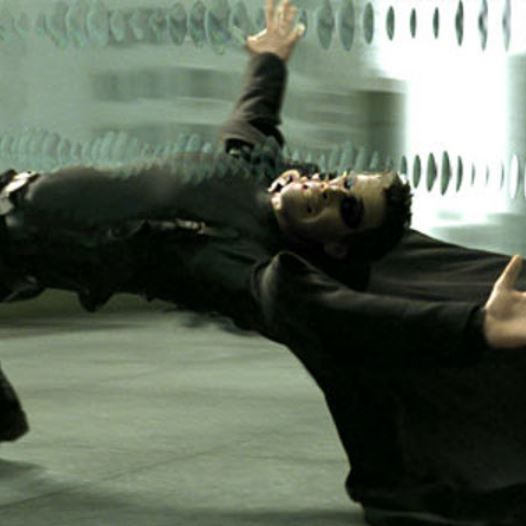 Keanu Reeves as Neo in the Matrix trilogy, a huge leap forward in terms of slow motion cinema