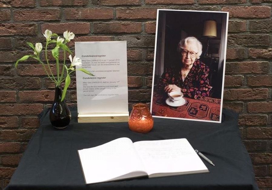 A photograph of Miep Gies is seen at the Anne Frank Museum in Amsterdam.