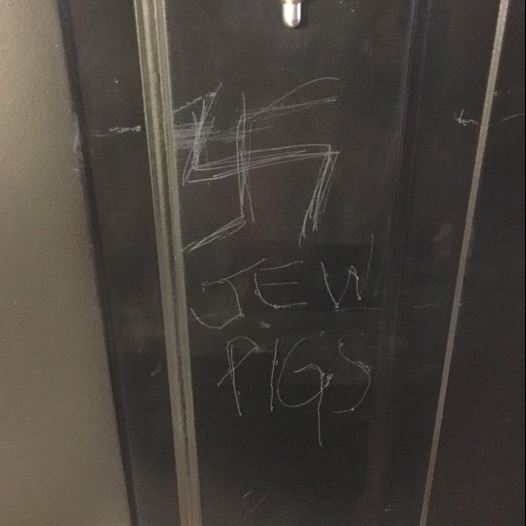 Antisemitic vandalism on the Virginia home of Mia Bermann.