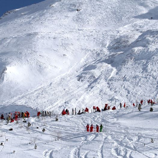 File handout photo of Tignes, in the French Alps shows an avalanche site in an off-piste area after an avalanche engulfed nine people, killing at least four, in February 13, 2017