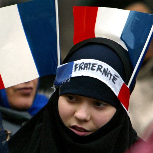 Woman in hijab in france