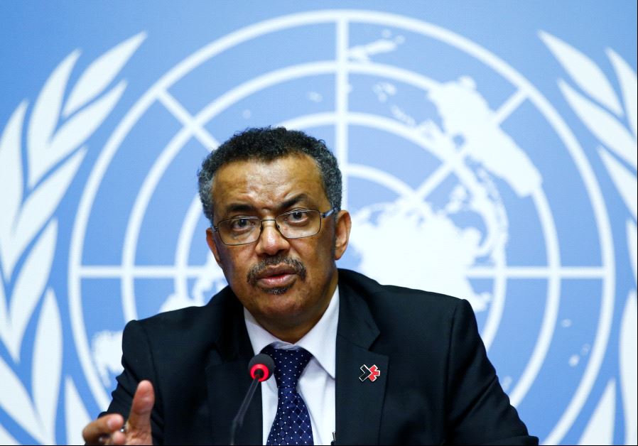 Director-General of the World Health Organization (WHO) Tedros Adhanom Ghebreyesus attends a news conference at the United Nations in Geneva, Switzerland