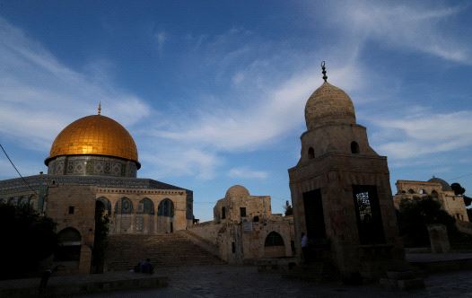 The Dome of the Rock is seen during sunset on the compound known to Muslims as al-Haram al-Sharif and to Jews as Temple Mount in Jerusalem's Old City