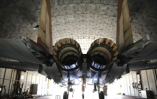 An Israeli F-15 fighter jet is seen from behind during the Jupiter Falcon exercise held by crews from the IAF and the US at Uvda Air Base last month.