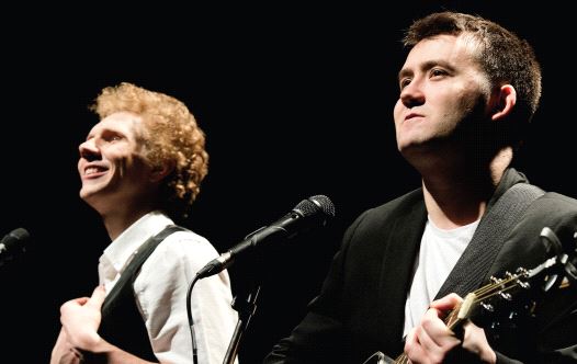 SAM O’HANLON (right) as Paul Simon with Charles Blyth as Art Garfunkel in ‘The Simon and Garfunkel Story'
