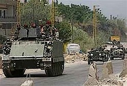 Lebanese Armed Forces troops on armored personnel 
