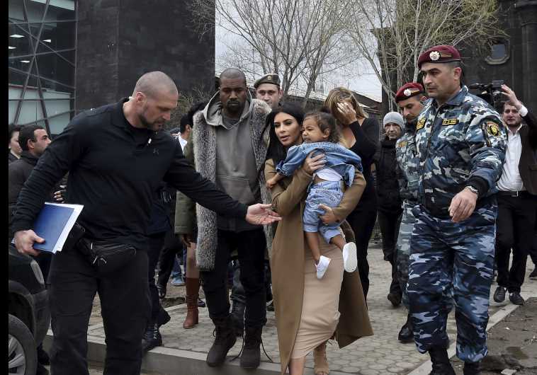 Kim Kardashian with husband Kanye West and daughter North West