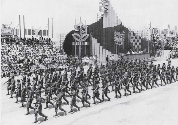 IDF troops take part in a military parade in Jerusalem for the 25th anniversary of Israel’s independence in 1973. This was the final year such parades were held in Israel.