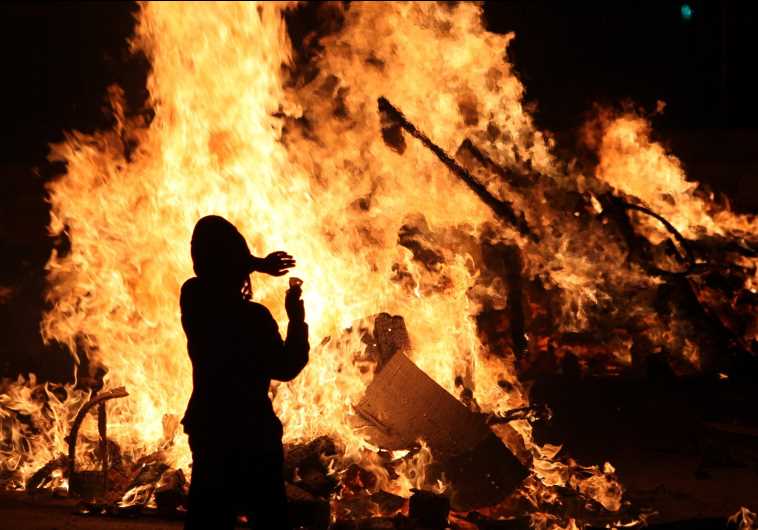 A bonfire seen on Lag Ba'omer