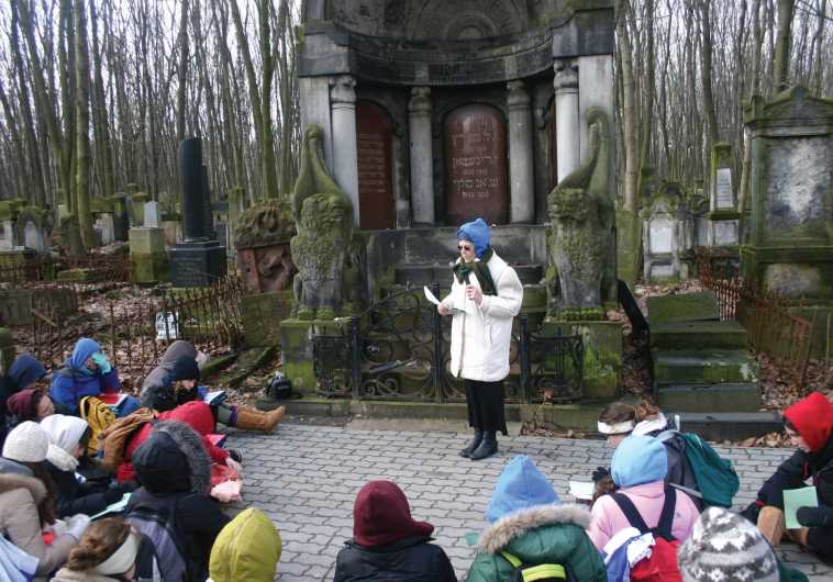 Ross in Poland with students from Midreshet Lindenbaum.