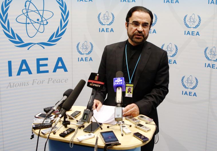 Iran's ambassador to the IAEA Reza Najafi addresses the media after a board of governors meeting at the body's headquarters in Vienna March 4, 2015.
