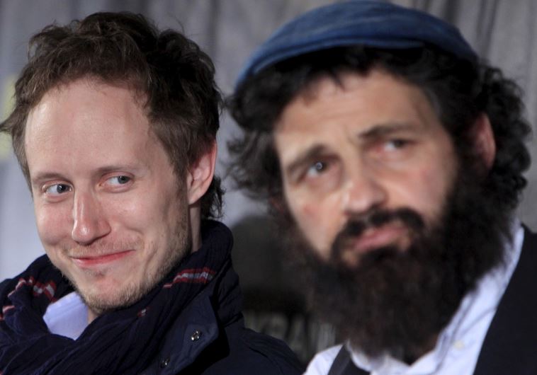 ‘Son of Saul’ director Lászlo Nemes (left) together with lead actor Géza Röhrig during a news conference in Budapest, May 28.