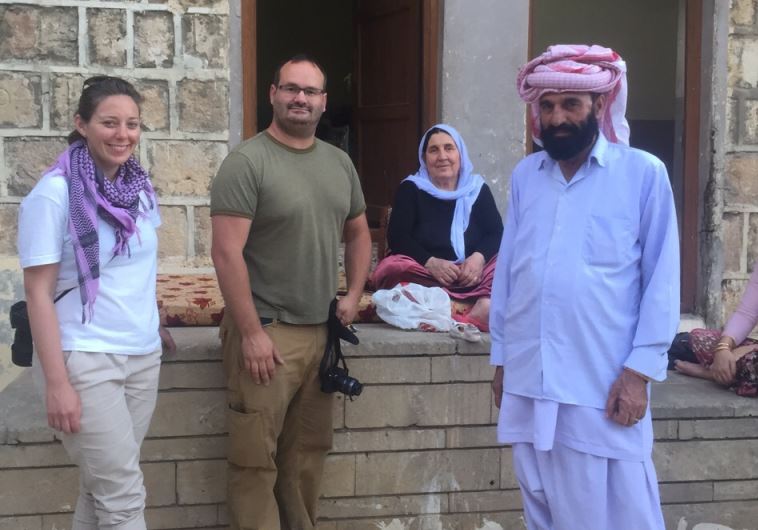 Jerusalem Post reporters Seth J. Frantzman and Laura Kelly At the Lalish Yazidi Temple in Iraqi-Kurdistan