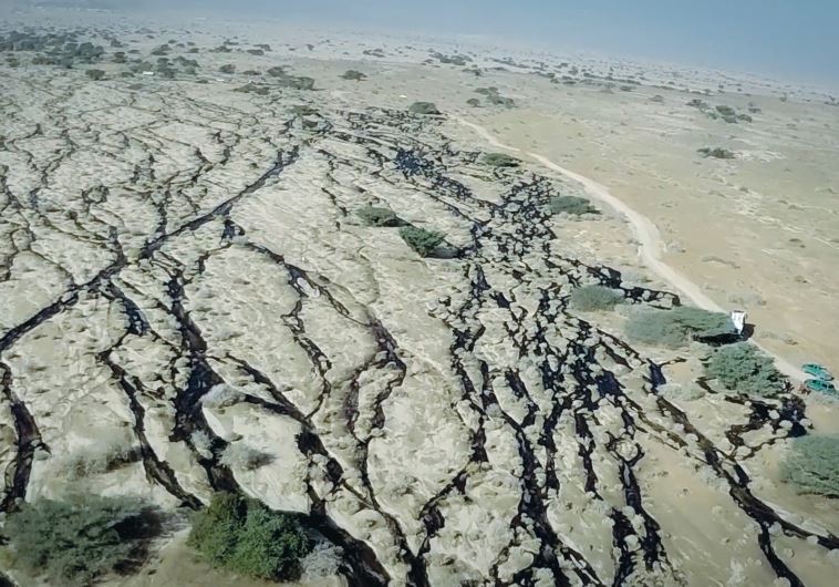 A VIEW of the damage to the Evrona Nature Reserve