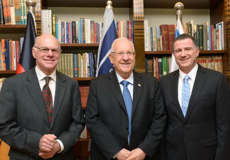 (l-r) Bundestag President Norbert Lammert, President Reuven Rivlin and Knesset Speaker Yuli Edelstein