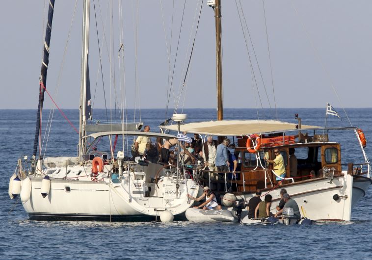 Activists aboard a flotilla to Gaza.