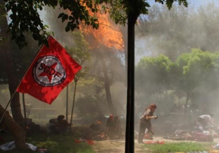 This photo taken on July 20, 2015 shows the scene after an explosion in the town of Suruc in Sanliurfa, on July 20, 2015, not far from the Syrian border.