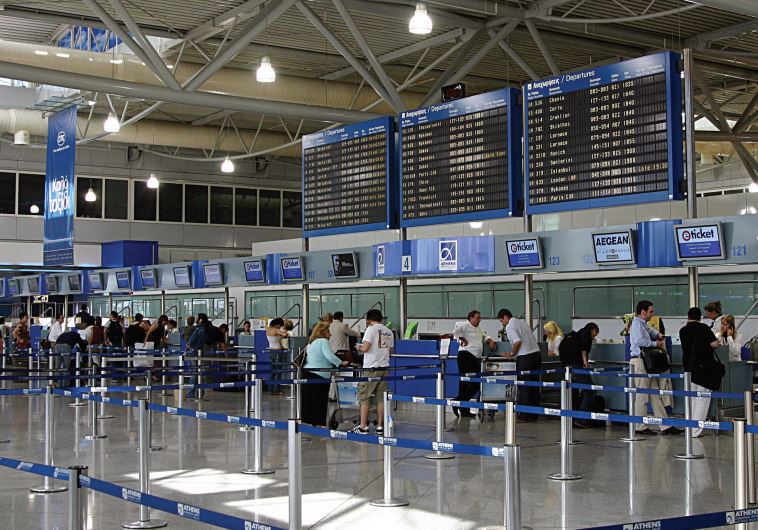 Checking in at the airport in Athens