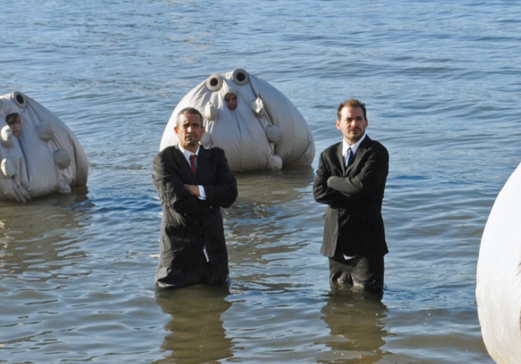 COMIC ACTIVISTS Mike Bonanno (left) and Andy Bichlbaum take on climate change in ‘The Yes Men are Revolting.’