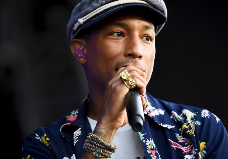 Pharrell Williams performs on the Pyramid stage at Worthy Farm in Somerset during the Glastonbury Festival in Britain