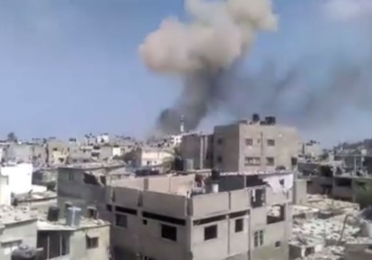 Alleged site of Rafah explosion as posted on Palestinian social media‏.