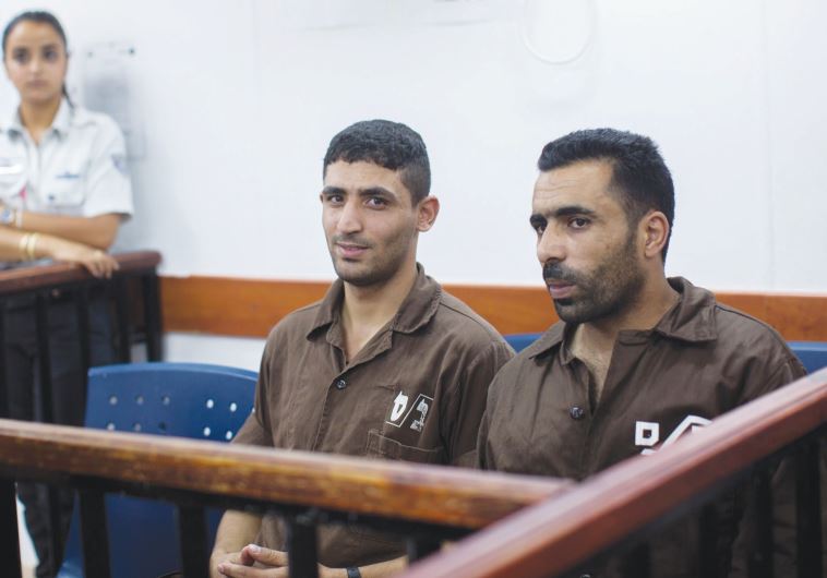 Two of the three terrorists indicted at Ofer military court yesterday for their alleged  involvement in the murder of Danny Gonen this June.
