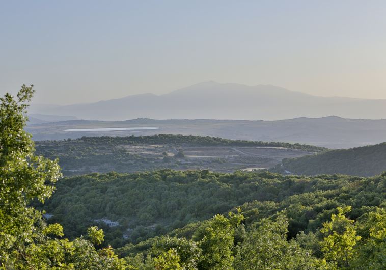 A view of Upper Galilee from Mount Hillel with Mount Hermon in the background