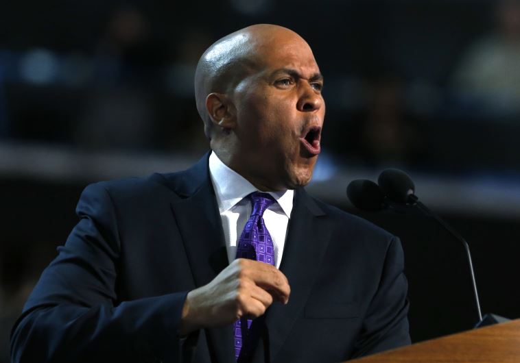 Sen. Cory A. Booker (D-NJ) addresses the Democratic National Convention in Charlotte