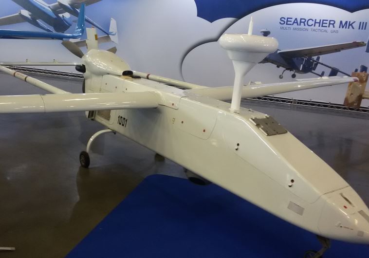  IAI's Searcher III drone, exhibited on Monday at the iHLS AUS&R exhibition in Rishon Lezion