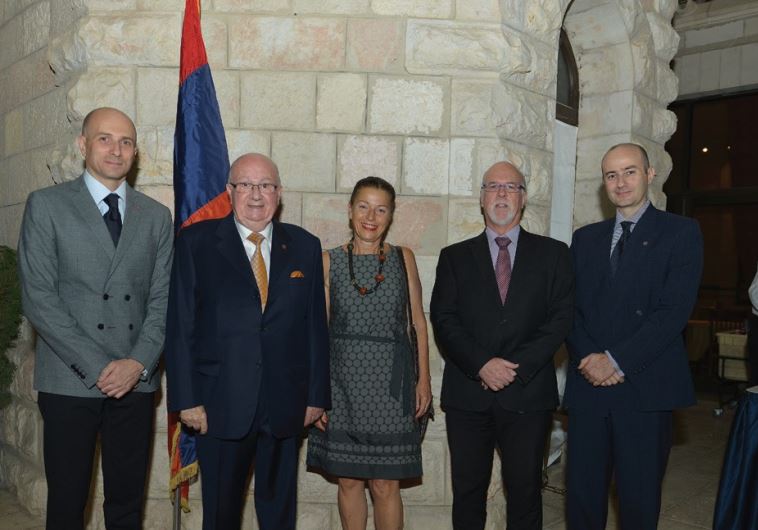 FROM LEFT, Jack Momjian, Honorary Consul of Armenia Tsolag Momjian, Sima Meirom, Ambassador to Armenia Shmuel Meirom and Albert Momjian. 