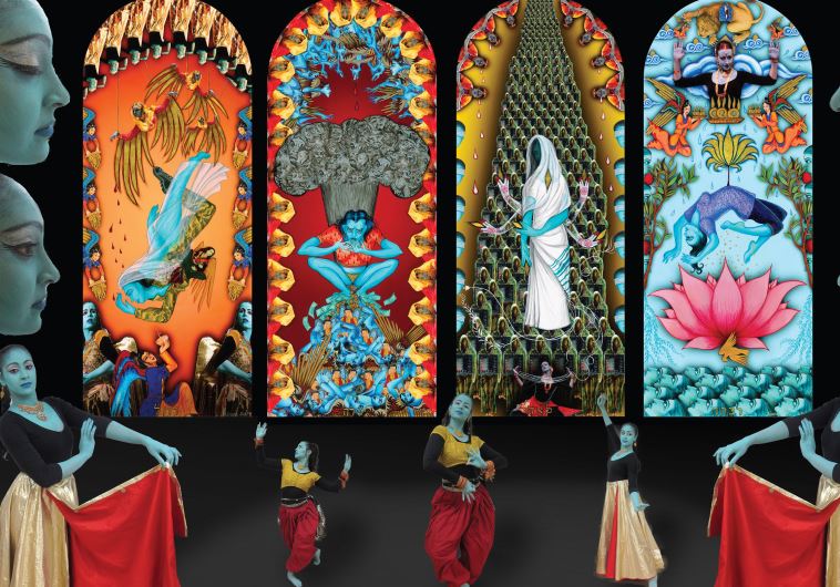 The artist's cathedral-scale panels, ‘The Four Mothers who Entered Pardes,’ are largely influenced by Jewish and Hindu theology