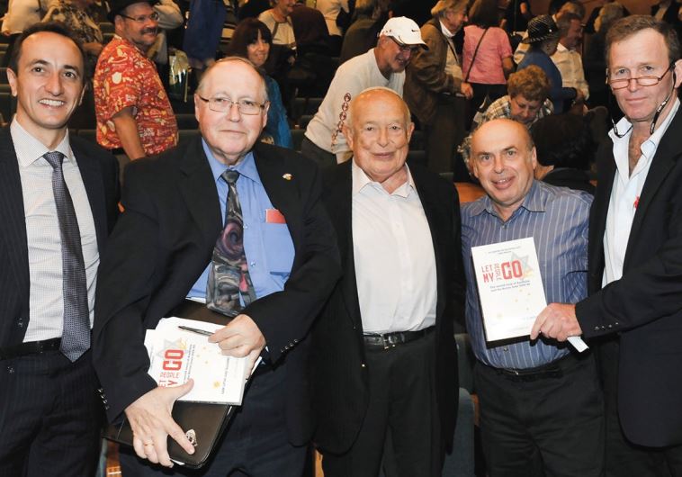AUSTRALIAN AMBASSADOR Dave Sharma, Justice Elyakim Rubinstein, Isi Leibler, Natan Sharansky and Ilan Greenfield