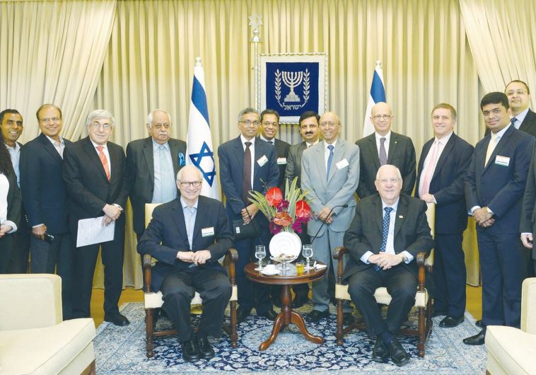 PRESIDENT REUVEN RIVLIN hosts the India-Israel Forum yesterday at his official residence in Jerusalem.