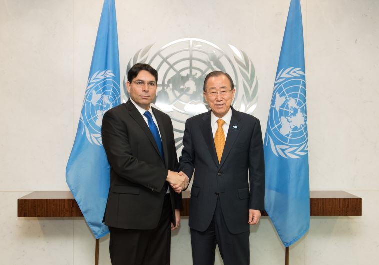 Israel's Ambassador to the UN Danny Danon with UN Secretary General Ban Ki-Moon