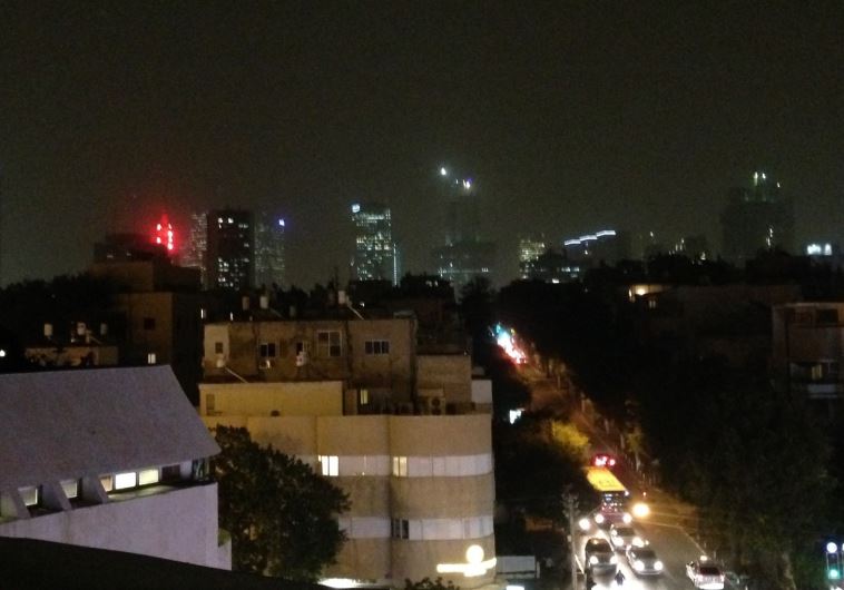 Hazy night sky in Tel Aviv on November 3, 2015