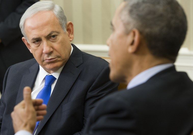 US President Barack Obama and Prime Minister Benjamin Netanyahu hold a meeting in the Oval Office of the White House