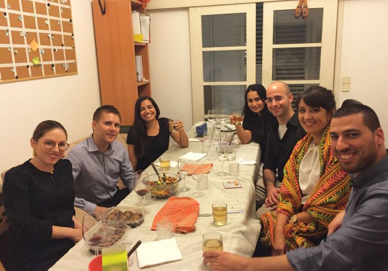 Young diplomats from Chile, France and the UK take part in an AJC ACCESS dinner last month in Israel