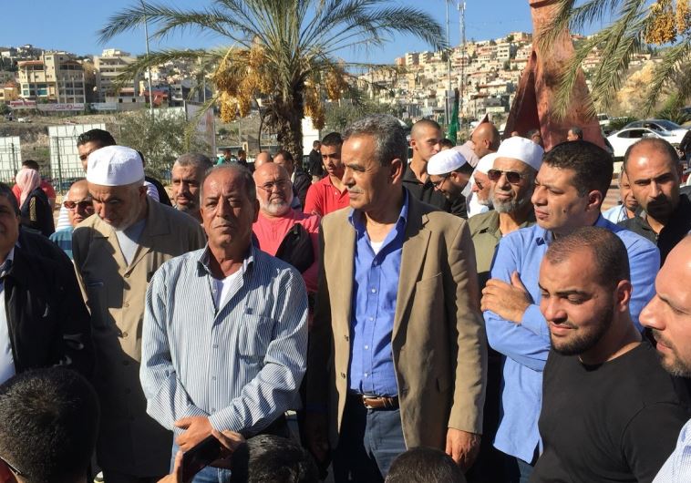 Islamic Movement leader Raed Salah demosntrates in Umm el-Fahm, November 20, 2015