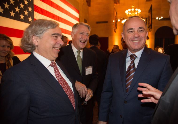 Minister Yuval Steinitz, Thomas Donohue of the US Chamber of Commerce and US Secretary of Energy Ernest Moniz at a recent BIRD Energy reception to support U.S.-Israel energy cooperation