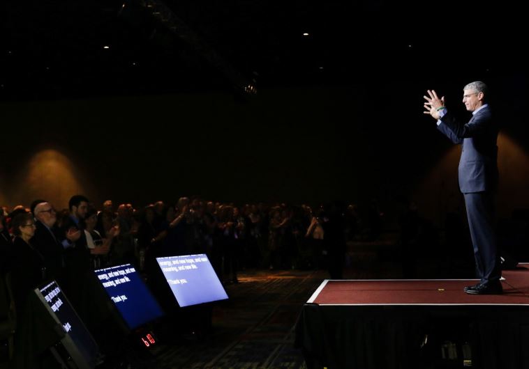 Rabbi Rick Jacobs, president of the Union for Reform Judaism, delivers the keynote address at the URJ biennial convention in Orlando, Florida, November 7