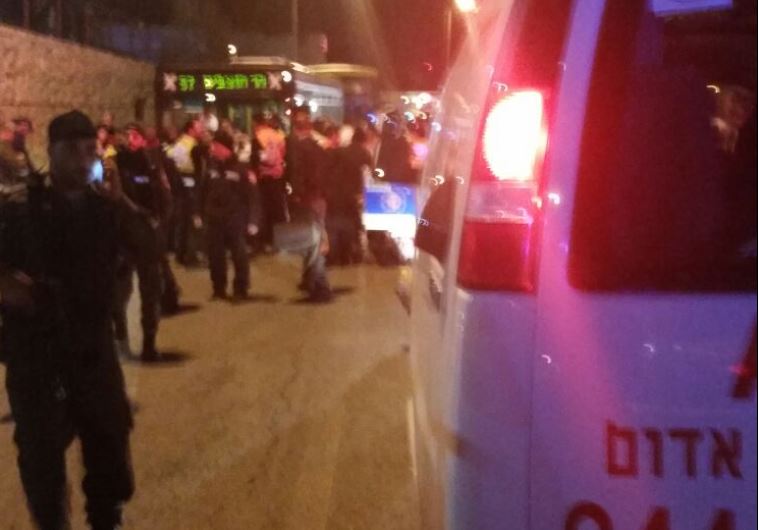 Scene of a terror stabbing on Yermiyahu Street in Jerusalem on December 6, 2015