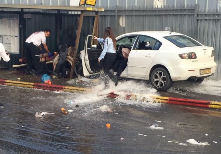 Scene of rammin attack at Chords Bridge in Jerusalem