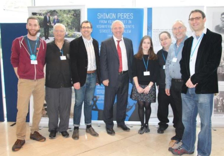 From left: Limmud Conference 2015 Co-Chair Michael Gladstone, Limmud FSU Founder Chaim Chesler, outgoing Limmud Chair Kevin Sefton, MP John Mann, Conference Programming Co-Chair Deborah Blausten, Curator Yoram Dori, and Int'l Steering Committee Chair David Bilchitz
