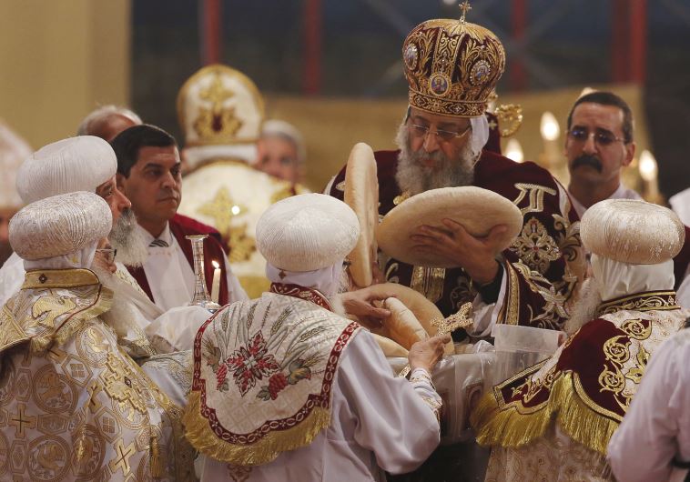 Pope Tawadros II, the 118th Pope of the Coptic Orthodox Church of Alexandria and Patriarch of the See of St. Mark Cathedral, leads Egypt's Coptic Christmas eve mass in Cairo, Egypt, January 6, 2016