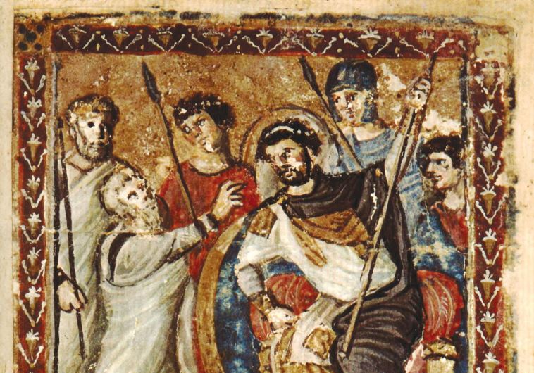 'Moses before the Pharaoh,’ a sixth-century miniature from the Syriac Bible of Paris