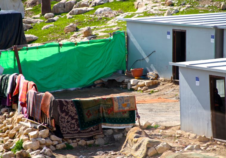EU funded illegal Palestinian Beduin construction in the area of the Ma'aleh Adumim settlement. 